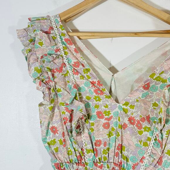 LOVE THE LABEL Ines Ivory Floral Ruffle Tiered Dress NWOT Womans XS - Picture 8 of 11